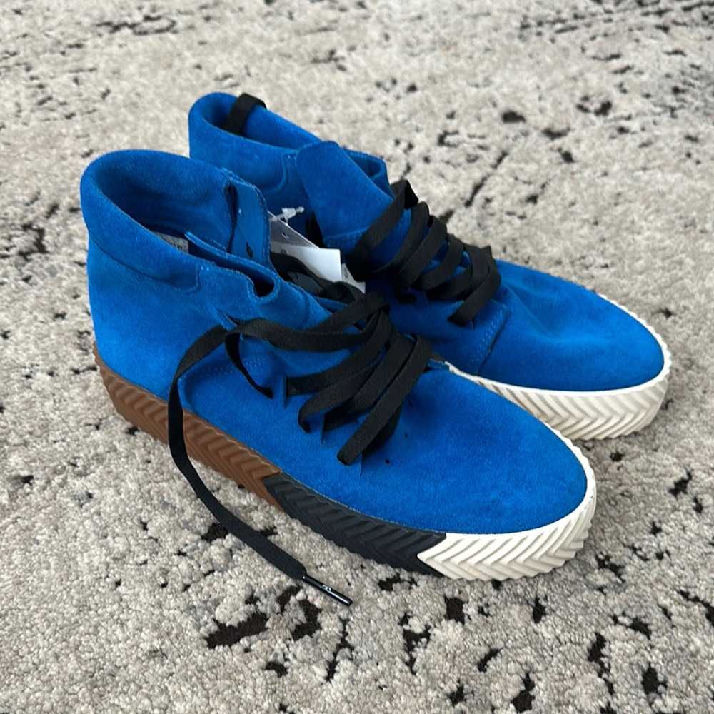 NEW Alexander Wang x Adidas Blue Suede Mid-Top Sneakers